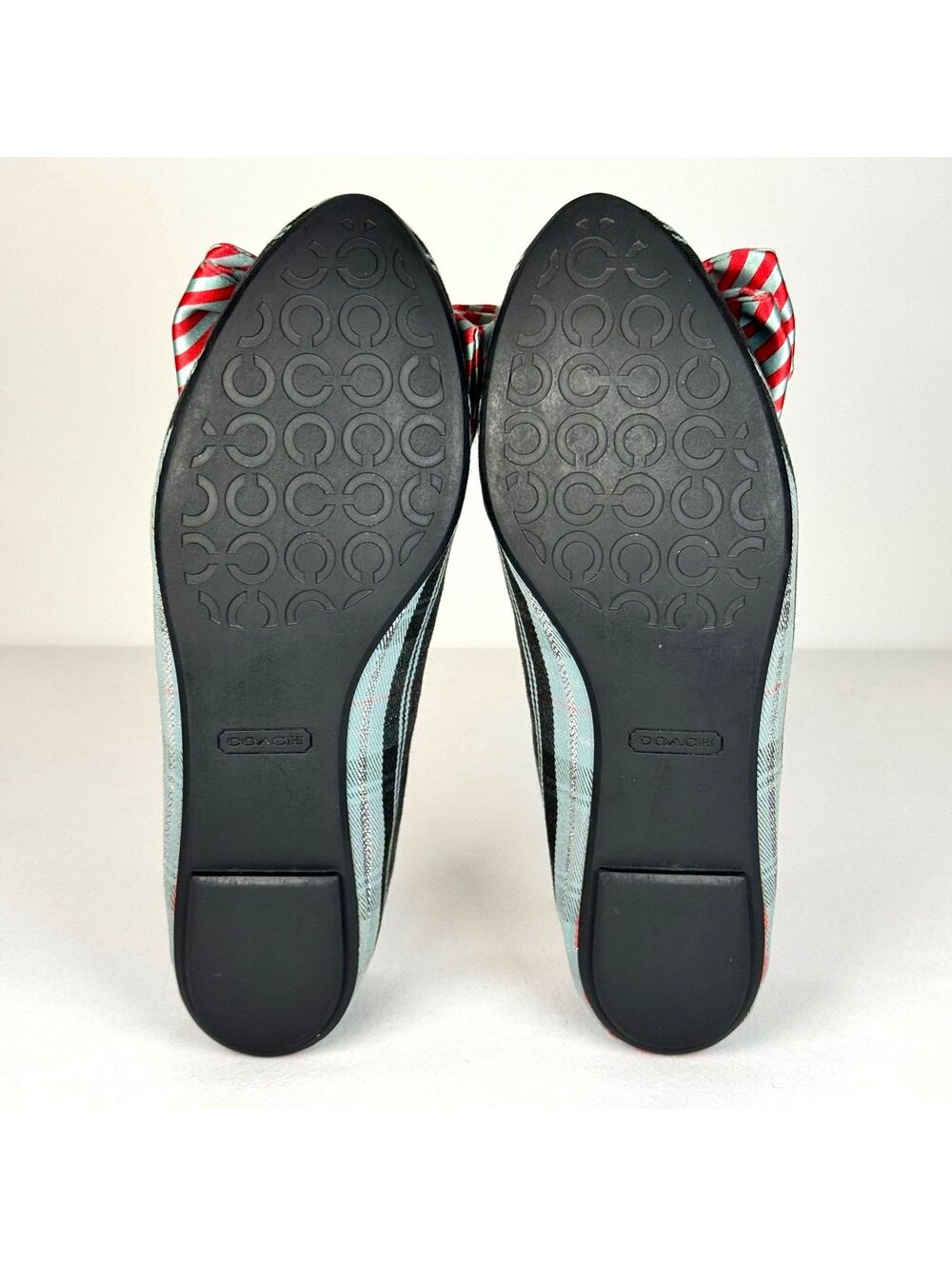 Coach Poppy Cambria Tartan Plaid Ballet Flats w/Bow Detail - 6 - Picture 7 of 7